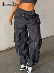 Loose Wide Leg Baggy Pants Hippie Casual Streetwear Low Waist Cargo Trousers
