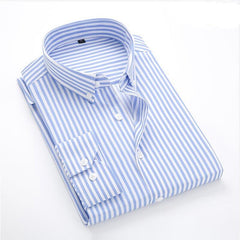 Mens Striped Shirts Long Sleeve Button Down Shirt Business