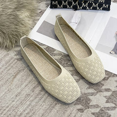 Moccasins Flat Heel Stretch Knit Sneakers Shoes Shallow Flats Loafer