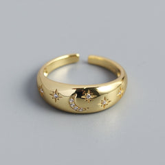 925 Sterling Silver Geometric heart hollowout Adjustable Ring Minimalist