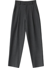 Simple Casual Women Twill Suit Pants Wide Leg Pants Straight Floor Pants