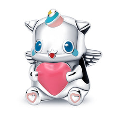 Silver Color Heart Shaped Charms Beads