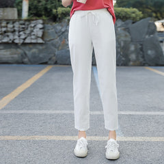 Women's Pants Cotton Trousers Casual Harem Pants Solid Loose Ankle Length Pants