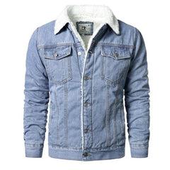 Men Light Blue Jean Jackets Casual Denim Coats