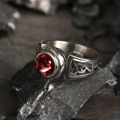 Zircon Stone Men Ring Vintage Titanium Stainless Steel Seal Rings Male Jewelry