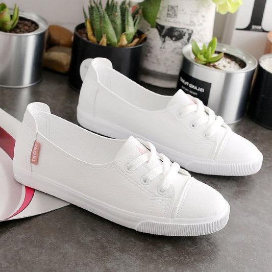 Comfortable Casual Flat White Lace-up Shoes Summer Vulcanized