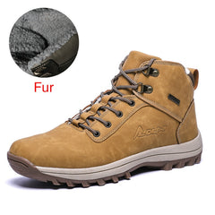 Warm Men Boots Genuine Leather Fur Plus Men Snow Boots