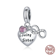 Sterling Silver Heart Vintage Charms Beads Fit Original DIY Bracelets