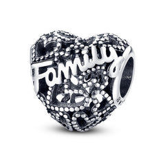 Silver Color Heart Shaped Charms Beads