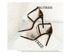 High Heels Metal Rivets Stiletto Transparent Women Pumps Sandals Heels