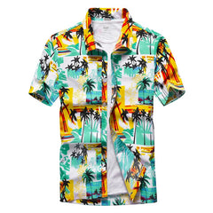 Fashion Mens Hawaiian Shirts Short Sleeve Button Coconut Tree Print Casual