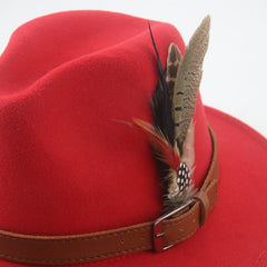 Hat Fedoras Winter Women Hats Men Felt Hat Feather Luxury Fashion Casual