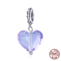 Sterling Silver Heart Vintage Charms Beads Fit Original DIY Bracelets