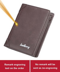 Fashion Men Wallets Name Engraving Zipper Card Holder