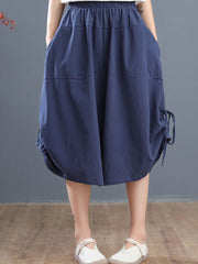 Loose Bloomers Casual Elastic Waist Wide Leg Pants Large Size Middle Waist