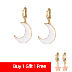 Punk Gold Small Earring for Ethnic Metal Enamel Round Statement