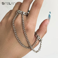 Sindlan Punk Geometric Silver Color Chain Wrist Bracelet