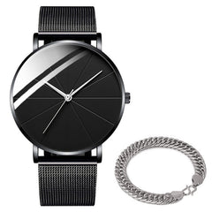 Minimalist Men Fashion Watches Simple Men Business Ultra Thin Stainless Steel