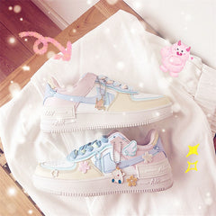 Kawaii Candy Color Canvas Sneakers Japanese Style Patchwork
