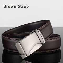 Men Leather Belt Metal Automatic Buckle Bran