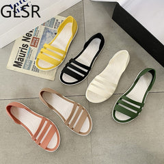 Women Summer Flat Sandals Open-Toed Slides Slippers Candy Color Casual