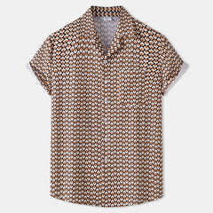Leopard Print Mens Shirt Short Quick Dry Beach Shirts Men