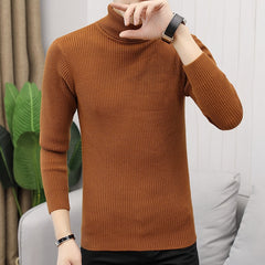 Pullover Turtleneck Thickened Sweater Casual Vertical Striped Sweater