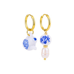 Bohemian Handmade Natural Stone Beads Hoop Earrings