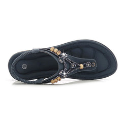 Women Sandals Flat Casual Shoes Bead Slip On Sandalias Flip-Flop