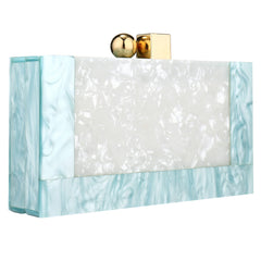 Marbling white Acrylic Purse Box Clutch Luxury Handbags