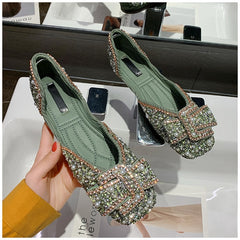 Women Flat Shoes Fashion Bling Rhinestone Flat Ballet Bow-knot Slip On