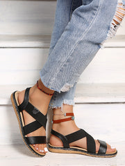 Sandals Summer Shoes Women New Ladies Sewing cross Out Wedges