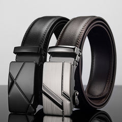 Men Leather Belt Metal Automatic Buckle Bran