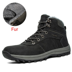 Warm Men Boots Genuine Leather Fur Plus Men Snow Boots