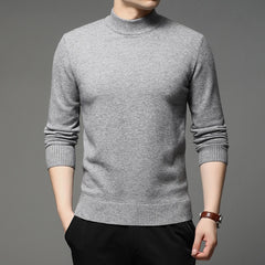 Men Turtleneck Pullover Sweater Fashion Solid Color Thick and Warm