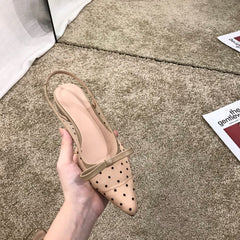 Fashion Women Lace Polka Dot Shoes Low Breathable Women Flats Casual