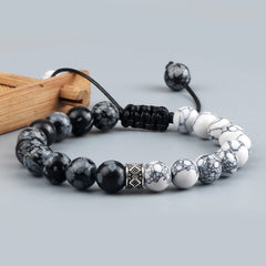 Trendy White Men Beads Bracelet Handmade Natural Tiger Eye Lava Stone