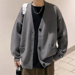 V Neck Knitted Cardigans for Men Casual Sweaters Fashion