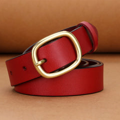 Women‘s Belt Genuine Leather Belts For Female Gold Pin Buckle Strap