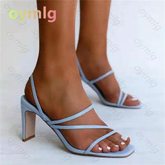 Women Sandals Ladies 8.5cm High Heels Shoes Woman Pumps Open Toes