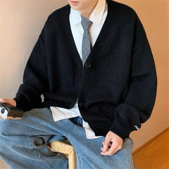 V Neck Knitted Cardigans for Men Casual Sweaters Fashion