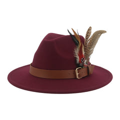 Hat Fedoras Winter Women Hats Men Felt Hat Feather Luxury Fashion Casual