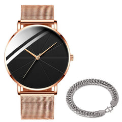 Minimalist Men Fashion Watches Simple Men Business Ultra Thin Stainless Steel