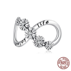 Sterling Silver Heart Vintage Charms Beads Fit Original DIY Bracelets