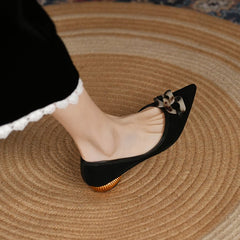 Leopard Print Sexy Pointed Pin Buckle Flat Flat Heel Comfortable Loafers