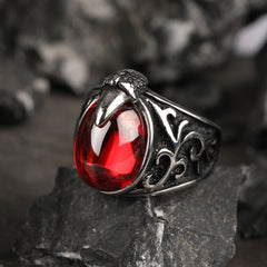 Zircon Stone Men Ring Vintage Titanium Stainless Steel Seal Rings Male Jewelry