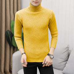Pullover Turtleneck Thickened Sweater Casual Vertical Striped Sweater