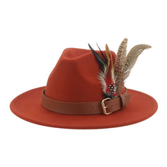 Hat Fedoras Winter Women Hats Men Felt Hat Feather Luxury Fashion Casual