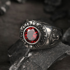 Zircon Stone Men Ring Vintage Titanium Stainless Steel Seal Rings Male Jewelry