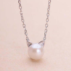 Fashion Jewelry Silver Color Small Pearl Cat Stud Earrings